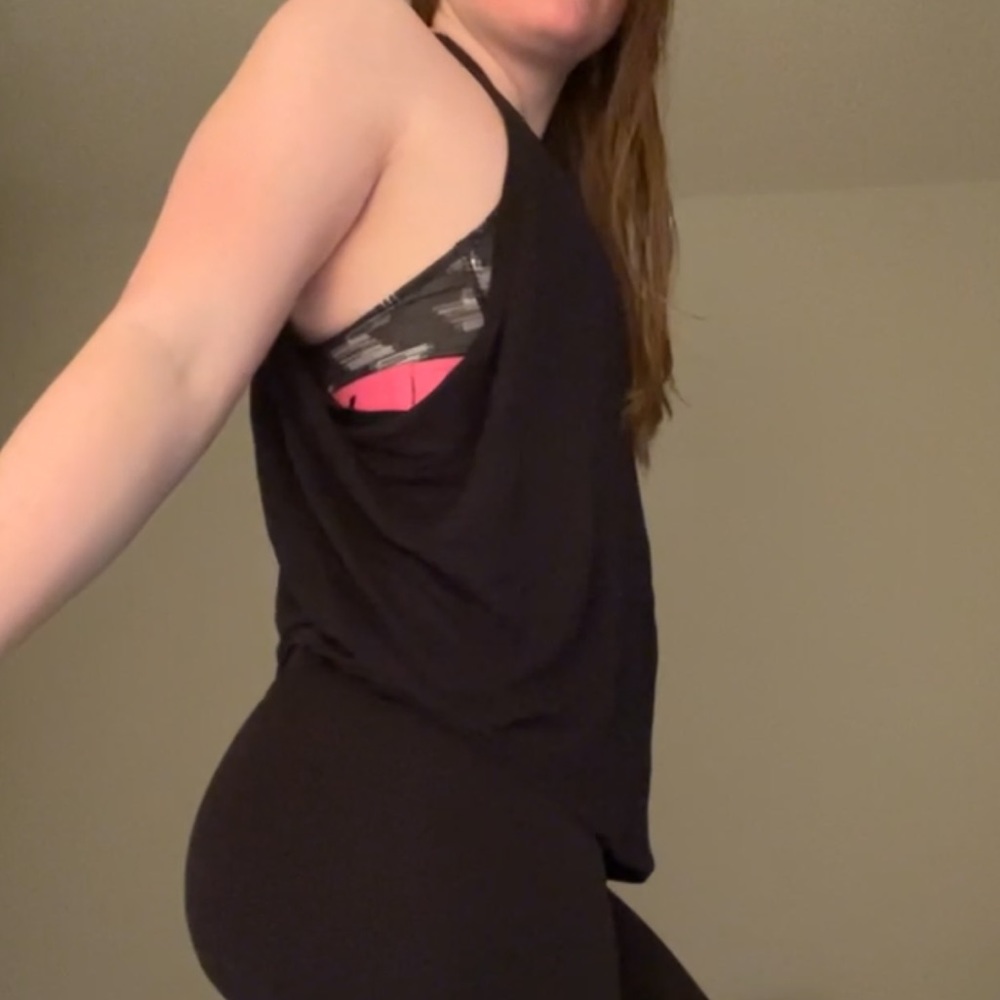 Black low cut side shirt semi sheer